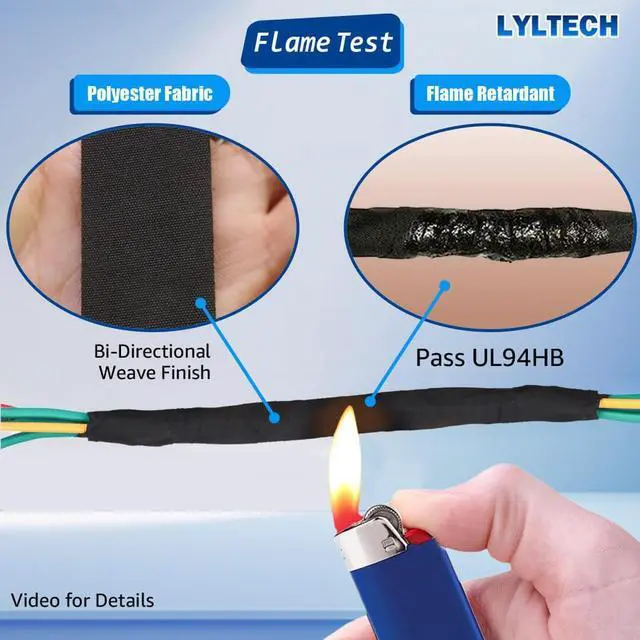 Alt view image 4 of 7 - Wire Harness Tape 7 Rolls, Polyester Fabric,Flame Retardant,at 257 to -40, Wiring Loom Harness Electrical Tape,Each Roll 3/4 inch x 30 ft