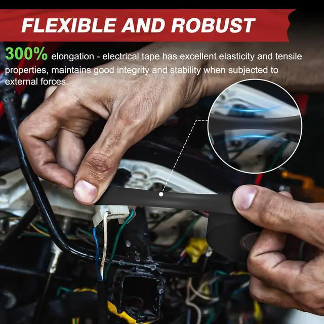 Alt view image 2 of 7 - Electrical Tape ¾ in x 99 ft, Professional Grade PVC Electric Tape, UL/CSA Listed Insulating Vinyl Tape for Electrical, Repairs, Automotive and Equipment, Pro-43, Black, 1 Roll