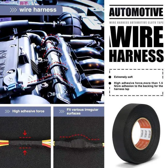 Alt view image 2 of 7 - Wire Harness Automotive Cloth Tape - Adhesive High Noise Resistance Heat Proof Chemical Fiber Fabric Electrical Tape for Wrapping Wiring Harness/Insulation/Car Engine (0.7582Pack of 1 Piece)