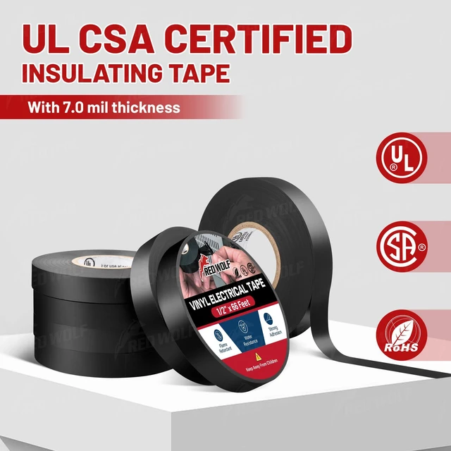 Alt view image 3 of 7 - Vinyl Electrical Tape 1/2"-66Ft 10 Pack, UL CSA Listed PVC Electric Tape 7 Mil Thick Flame Retardant Strong Rubber Based Adhesive Tape Rated 600V for Electrical Automotive Application