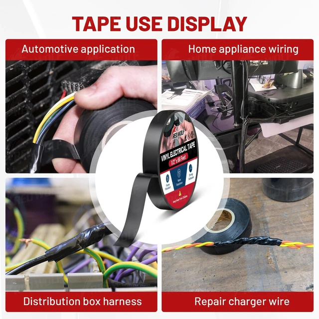 Alt view image 6 of 7 - 1" x 66Ft Vinyl Electrical Tape 5 Roll, UL CSA Listed PVC Electric Tape 7 Mil Thick Flame Retardant Strong Rubber Based Adhesive Tape Rated 600V for Electrical Automotive Application