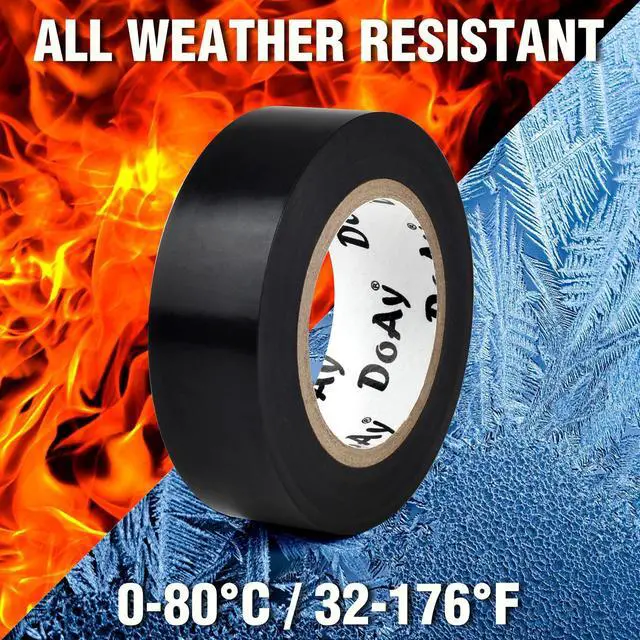 Alt view image 4 of 7 - 6 Pack Black Electrical Tape - Waterproof PVC Tape 0.75 Inch Wide - Weather Resistant, Strong Adhesive, Flame Retardant - High Temp Vinyl Tape for Indoor & Outdoor Use - 180 Feet Total