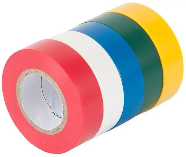Main image of GTPC-550 Electrical Tape, ½ in x 20 ft., Durable, Easy-Wrap, Flame Retardant, 5 Pk, Red, White, Blue, Green, Yellow