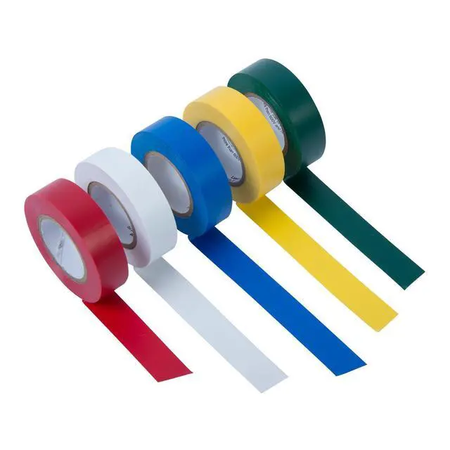Alt view image 2 of 7 - GTPC-550 Electrical Tape, ½ in x 20 ft., Durable, Easy-Wrap, Flame Retardant, 5 Pk, Red, White, Blue, Green, Yellow
