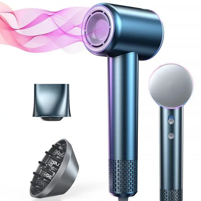 Main image of Hair Dryer with Diffuser for Women, Christmas Gifts, 1500W Blow Dryer for Curly Hair with 110,000 RPM High-Speed & 200 Million Neg Ions, Travel Hairdryer Blowdryer, Secadora de Pelo para Mujer