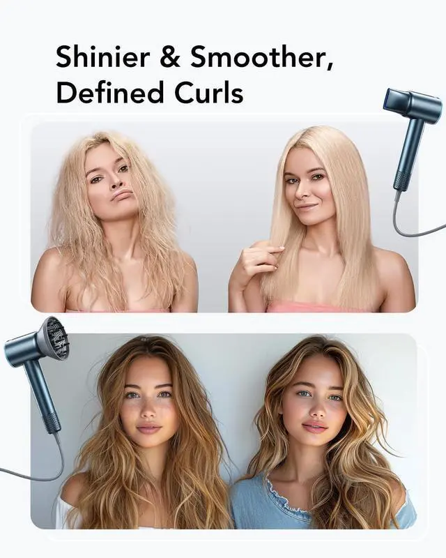 Alt view image 5 of 7 - Hair Dryer with Diffuser for Women, Christmas Gifts, 1500W Blow Dryer for Curly Hair with 110,000 RPM High-Speed & 200 Million Neg Ions, Travel Hairdryer Blowdryer, Secadora de Pelo para Mujer
