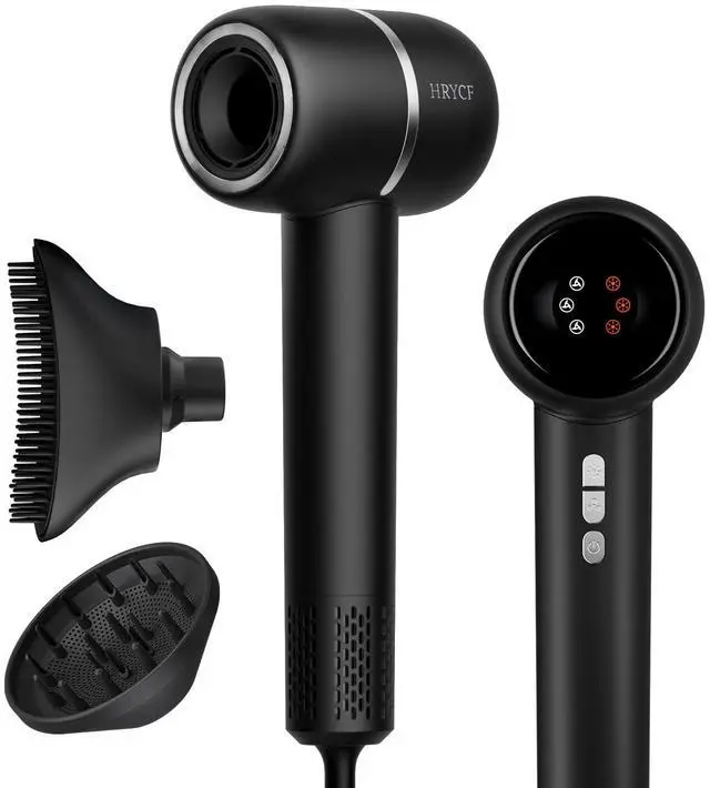 Main image of Hair Dryer with Smoothing Brush,160000RPM High Speed Blow Dryer,Negative Ionic Care Hair Dryer,Fast Drying Less Heat Damage Blow Dryer,Thermo-Control Low Noise with Diffuser, Black