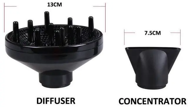 Alt view image 5 of 7 - MHU Professional Salon Grade 1875w Low Noise Ionic Ceramic Ac Infrared Heat Hair Dryer Plus One Concentrator and One Diffuser Black Color