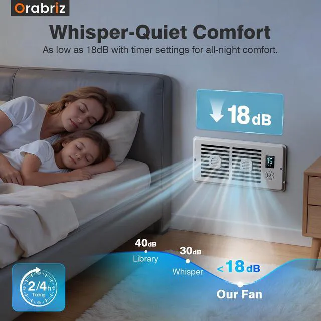 Alt view image 3 of 6 - AC Vent Booster Fan 4" x 10" Register, Improves Room Airflow, 2Pack Quiet 10-Speed Air Booster with Thermostat Control, Remote & LCD Display, Aroma Pad Slot