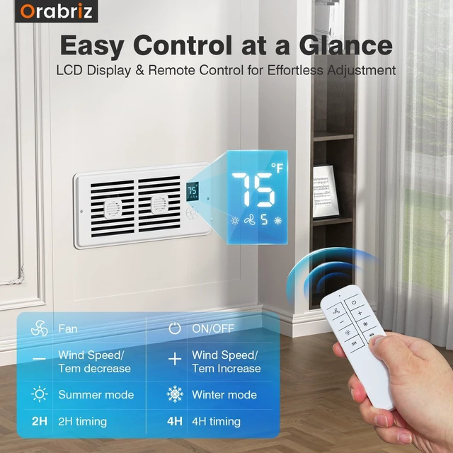 Alt view image 6 of 6 - AC Vent Booster Fan 4" x 10" Register, Improves Room Airflow, 2Pack Quiet 10-Speed Air Booster with Thermostat Control, Remote & LCD Display, Aroma Pad Slot
