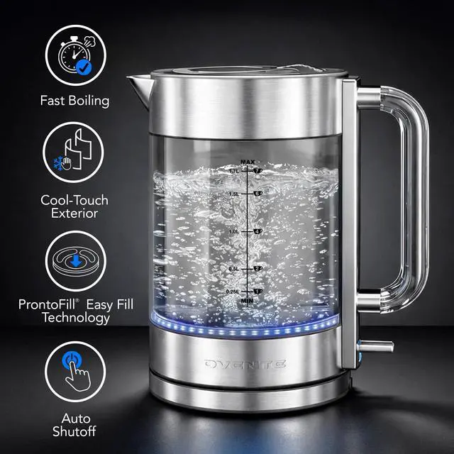 Alt view image 4 of 7 - 1.7L Double Wall Glass Electric Kettle Water Boiler, Silver KG912S