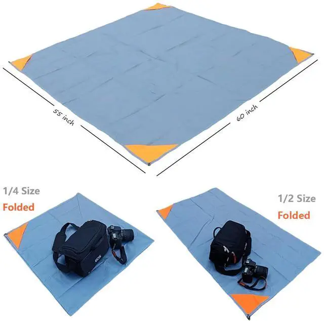Alt view image 3 of 7 - Pocket Picnic Blanket, Sandproof Lightweight Pocket Camping Tarp, 55x 60 Foldable & Fits into Small Bag, Water Resistant Washable Quick Dry Compact Beach Mat for Outdoor Recreation