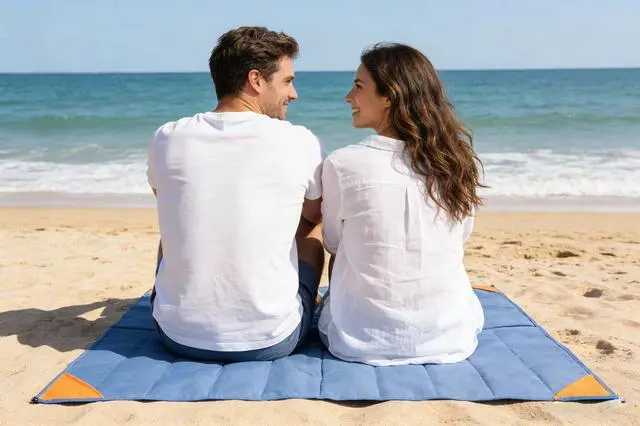 Alt view image 6 of 7 - Pocket Picnic Blanket, Sandproof Lightweight Pocket Camping Tarp, 55x 60 Foldable & Fits into Small Bag, Water Resistant Washable Quick Dry Compact Beach Mat for Outdoor Recreation