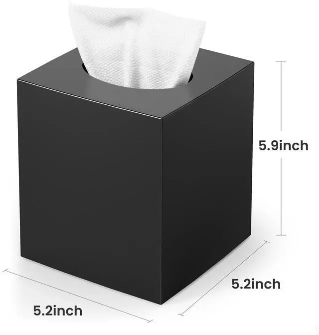 Alt view image 3 of 6 - Tissue Box Cover, Square Modern Facial Acrylic Tissue Holder Napkin Dispenser Accessories for Bathroom Vanity Countertop,Bedroom Dresser,Night Stand,Desk,Office (Black)