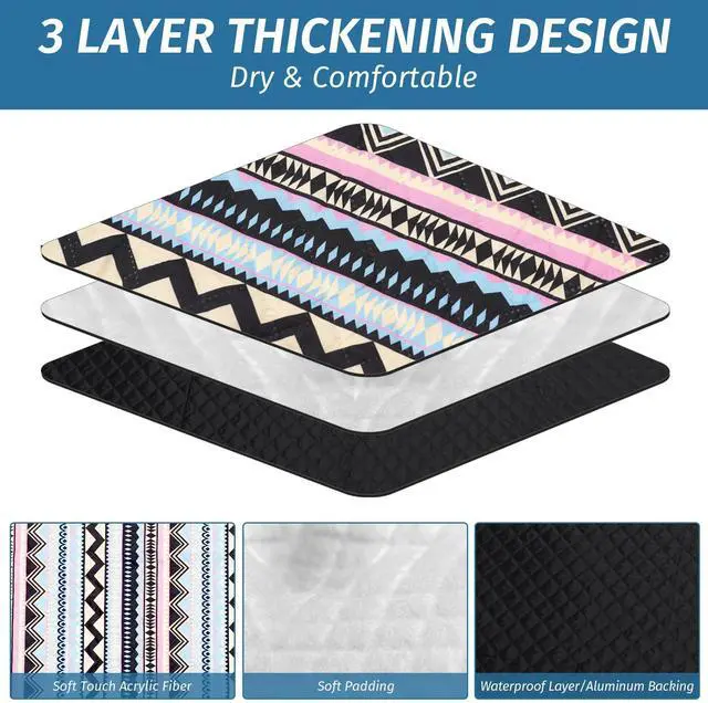 Alt view image 5 of 7 - Picnic Blankets Extra Large Outdoor - Beach Blanket Waterproof Sandproof with Shoulder Strap, Machine Washable, Picnic Mat with Stakes for Grass Concert, Park.BohoGeometry