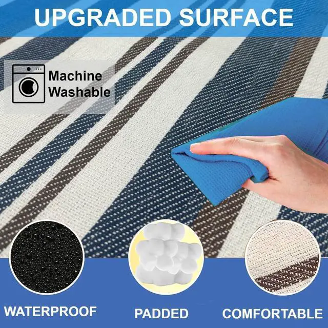 Alt view image 4 of 7 - Extra Large Picnic Blanket 60" x 60" Waterproof Outdoor Mat with Soft Dual-Layer Comfort, Foldable Travel Rug for Beach, Camping, Lawn, Parks & Family Picnics