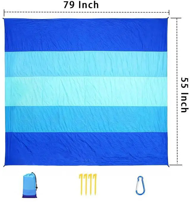 Alt view image 2 of 7 - Beach Blanket Sandproof Waterproof 79" x 55", Portable Picnic Mat Mat, Sand Free Quick Drying Camping Blanket, Lightweight Beach Essentials for Picnic & Travel