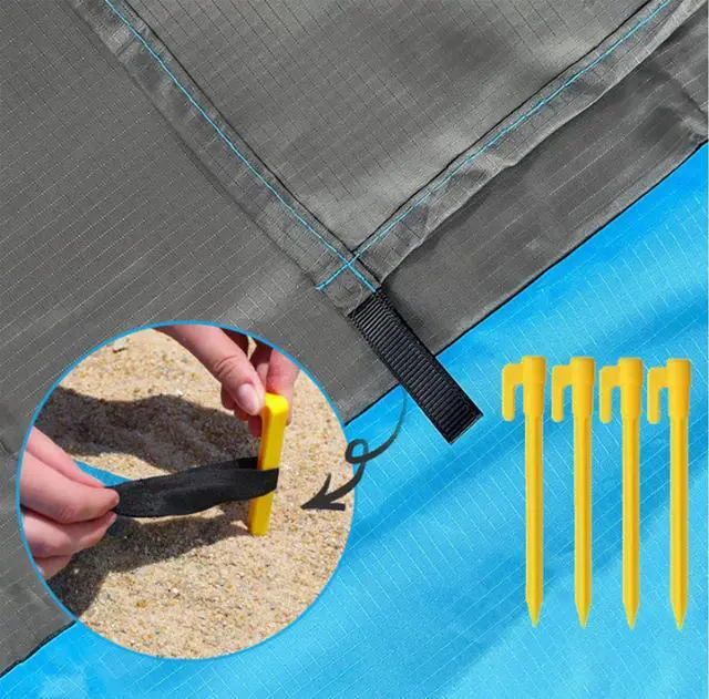 Alt view image 4 of 7 - Beach Blanket Sandproof Waterproof 79" x 55", Portable Picnic Mat Mat, Sand Free Quick Drying Camping Blanket, Lightweight Beach Essentials for Picnic & Travel