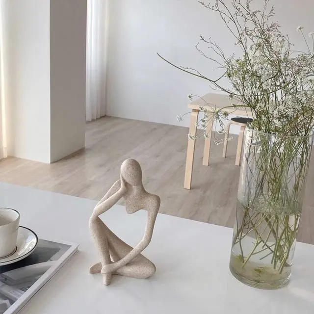 Alt view image 2 of 7 - Thinker Statues And Sculptures, Sandstone Resin Thinker Statue Ornaments, Abstract Style Sculptures, Housewarming Gifts, Housewarming Decorations, Living Room Dining Desk Decorations (Right, Small)