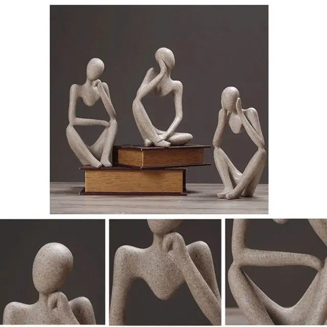 Alt view image 5 of 7 - Thinker Statues And Sculptures, Sandstone Resin Thinker Statue Ornaments, Abstract Style Sculptures, Housewarming Gifts, Housewarming Decorations, Living Room Dining Desk Decorations (Right, Small)