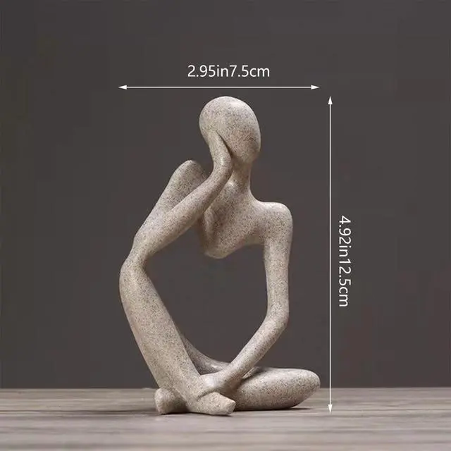 Alt view image 7 of 7 - Thinker Statues And Sculptures, Sandstone Resin Thinker Statue Ornaments, Abstract Style Sculptures, Housewarming Gifts, Housewarming Decorations, Living Room Dining Desk Decorations (Right, Small)