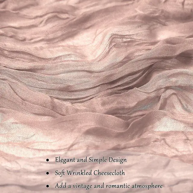 Alt view image 5 of 5 - 6-Pack Dusty Pink Cheesecloth Table Runners 10FT (35x120 Inch) Boho Rustic Gauze Fabric Cheese Cloth Table Runner for Weddings, Baby Showers, Bridal Shower, Farmhouse & Birthday Party Decor