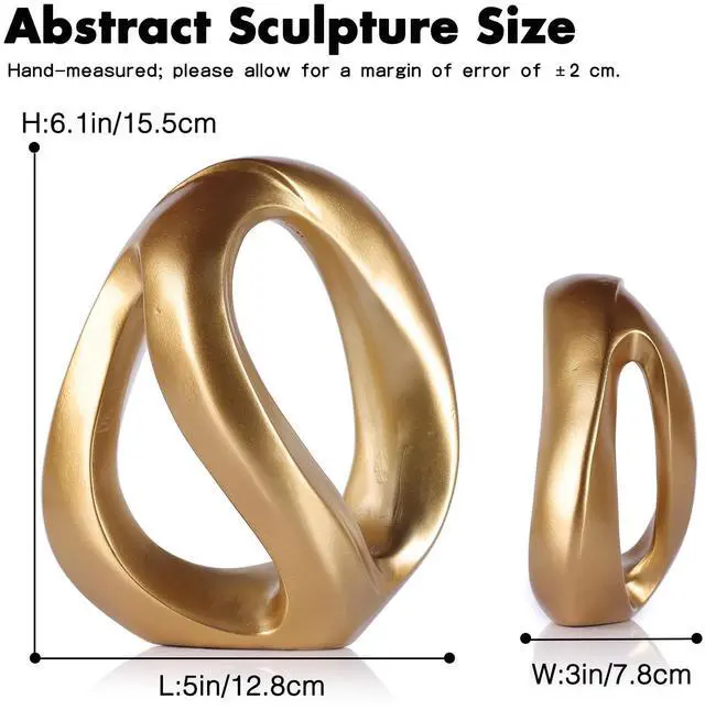 Alt view image 3 of 7 - Abstract Gold Knot Sculpture, Modern Geometric Infinity Loop Tabletop Decor for Coffee Table, Bookshelf & Shelves, Luxury Home Accents (Loop - Gold)