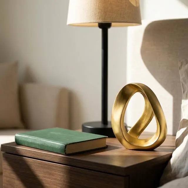 Alt view image 7 of 7 - Abstract Gold Knot Sculpture, Modern Geometric Infinity Loop Tabletop Decor for Coffee Table, Bookshelf & Shelves, Luxury Home Accents (Loop - Gold)