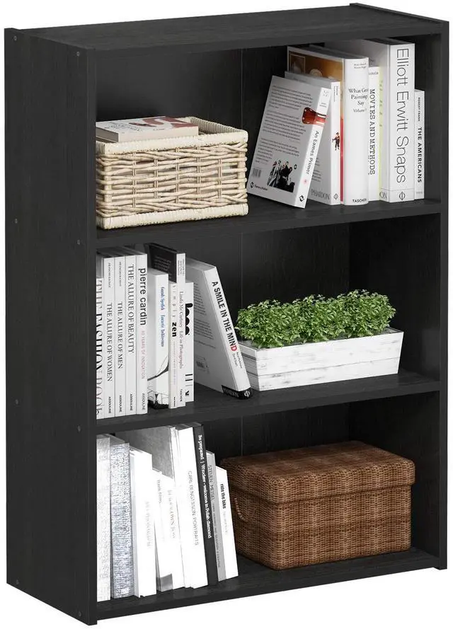 Main image of PASIR Book Shelf, 3-Tier Bookshelf, Storage Shelves Bookcase, 9.7 x 23.7 x 31.5, for Living Room, Bedroom, Home Office, Americano
