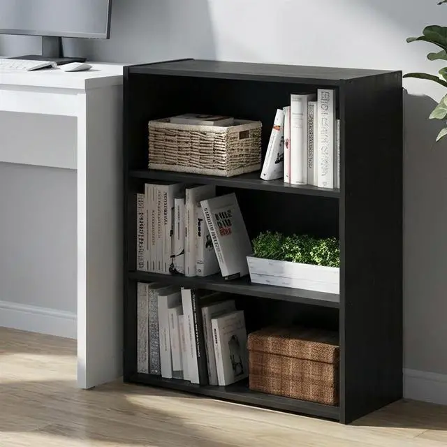 Alt view image 3 of 6 - PASIR Book Shelf, 3-Tier Bookshelf, Storage Shelves Bookcase, 9.7 x 23.7 x 31.5, for Living Room, Bedroom, Home Office, Americano