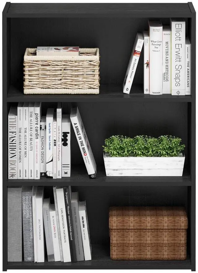 Alt view image 4 of 6 - PASIR Book Shelf, 3-Tier Bookshelf, Storage Shelves Bookcase, 9.7 x 23.7 x 31.5, for Living Room, Bedroom, Home Office, Americano