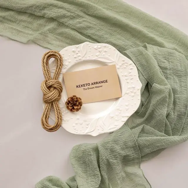 Alt view image 5 of 7 - Sage Green Table Runner Cheesecloth 120 Inch 10 FT Rustic Boho Cheese Cloth Table Runner for Wedding Baby Shower Bridal Shower Sheer Gauze Centerpiece Spring Summer Home Decorations