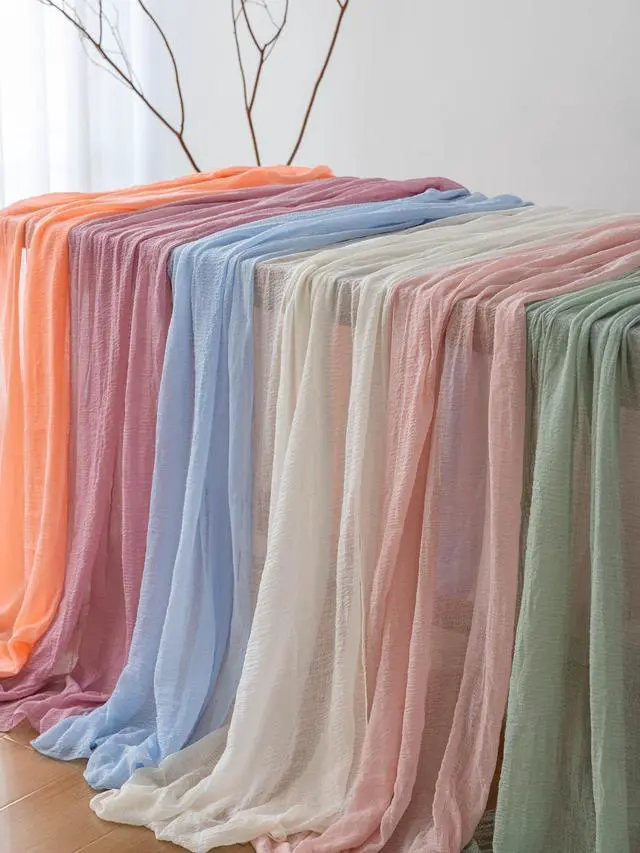 Alt view image 6 of 7 - Sage Green Table Runner Cheesecloth 120 Inch 10 FT Rustic Boho Cheese Cloth Table Runner for Wedding Baby Shower Bridal Shower Sheer Gauze Centerpiece Spring Summer Home Decorations