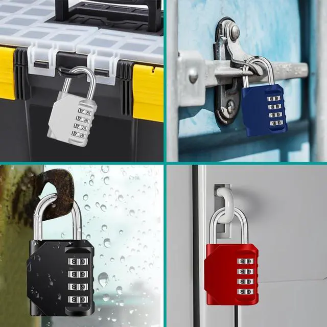 Alt view image 5 of 7 - Padlock, Combination Lock 4 Digits, Outdoor Padlock Weatherproof for Gym Locker, Garden Fence Gate (Black)