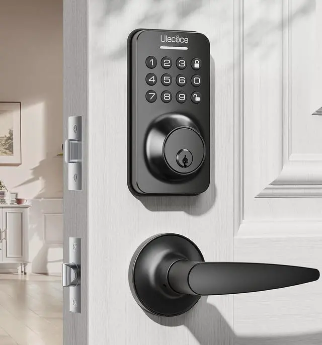 Main image of Keyless Entry Door Lock Deadblot with Handle Set, Keypad Door Lock with Handle Smart Door Locks for Front Door with Set, Easy Installation, Auto Locking, Matte Black