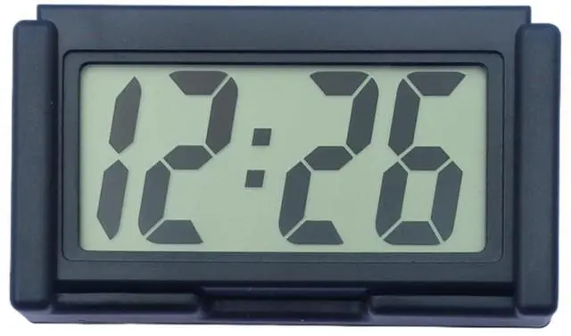 Main image of Small Digital Clock with Jumbo LCD Time & Day DisplayMini Automotive Small Digital Clock Battery Operated for Desktop Nightstand Pocket Car Truck Dashboard & Air Vent (1, Black)