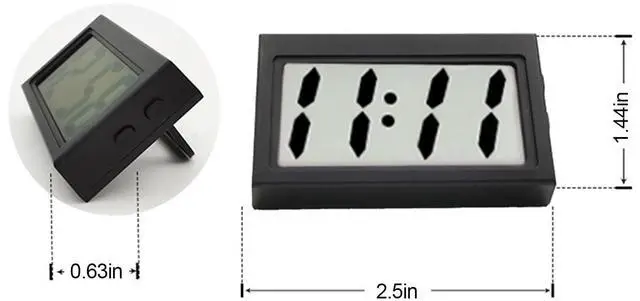 Alt view image 3 of 5 - Small Digital Clock with Jumbo LCD Time & Day DisplayMini Automotive Small Digital Clock Battery Operated for Desktop Nightstand Pocket Car Truck Dashboard & Air Vent (1, Black)