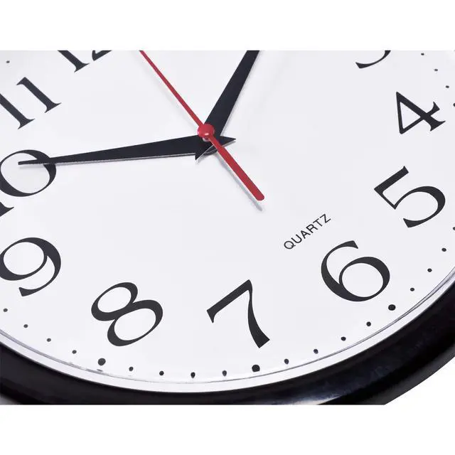 Alt view image 2 of 6 - Black Wall Clock Silent Non Ticking 10 Inch Quality Quartz Battery Operated Round Easy to Read Home/Office/Kitchen/Classroom/School Clock Sweep Movement