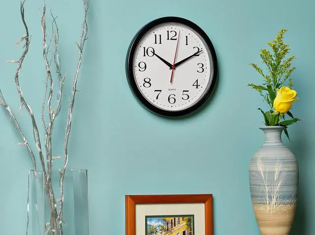 Alt view image 6 of 6 - Black Wall Clock Silent Non Ticking 10 Inch Quality Quartz Battery Operated Round Easy to Read Home/Office/Kitchen/Classroom/School Clock Sweep Movement