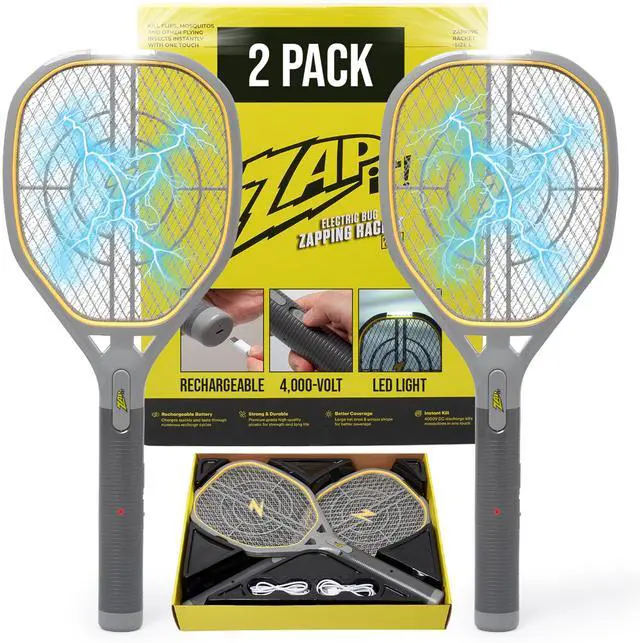 Main image of Bug Zapper Rechargeable Bug Zapper Racket, 4,000 Volt, USB Charging Cable, 2 Pack