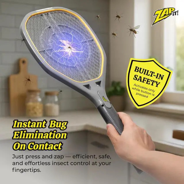 Alt view image 2 of 7 - Bug Zapper Rechargeable Bug Zapper Racket, 4,000 Volt, USB Charging Cable, 2 Pack