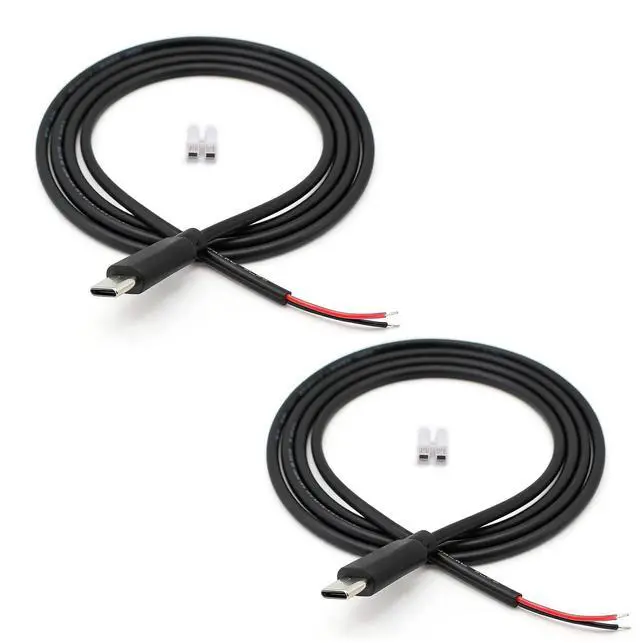 Main image of 24AWG USB Type-C Male Pigtail Cable - 2A Single USB-C to 2-Pin Bare Wire Open End Cord for DIY USB-C Equipment Installation1/3.28FT 2Packs (3.28FT 2PCS)