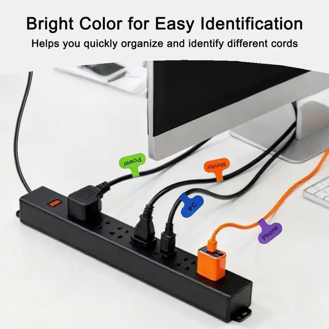 Alt view image 7 of 7 - 40 Pcs Multi Color Cable Labels, Oval Wire Labels for Electronics, Computer & Industrial Cable Management and Identification, Durable Cord Tags with Writable Surface in 8 Assorted Colors(1.5" x 0.78")