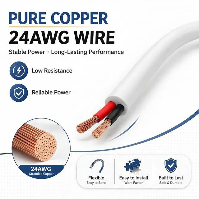 Alt view image 5 of 7 - USB Pigtail Cable USB Power Cable Wire with Wire Connectors,3.28ft 24AWG 2A 5V,DIY Repair Kit, Bare Wire Open End,Pure Copper,White,2-Pack