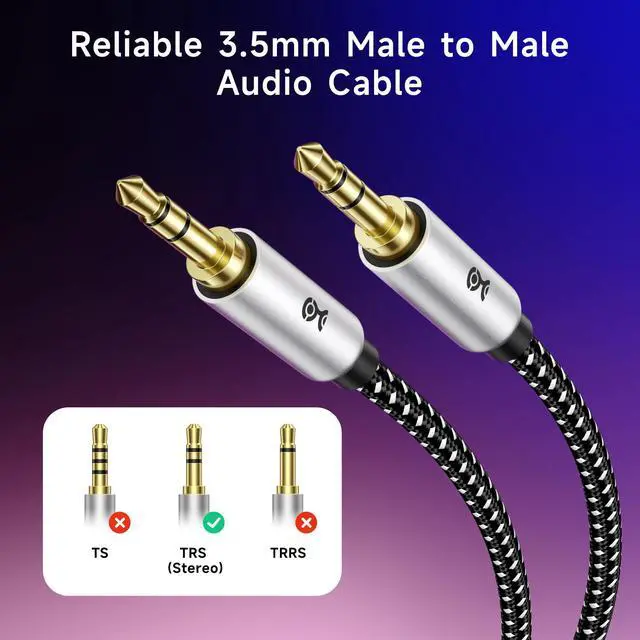 Alt view image 2 of 6 - 2-Pack 3.5mm Audio Cable - 6ft, (3.5mm Auxiliary/Aux Cord, Male to Male 3.5 mm Audio Cable, Headphone Cord) - 6 Feet / 1.8 Meters