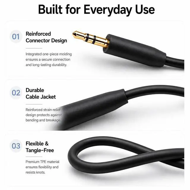 Alt view image 5 of 7 - Replacement Audio Cable Cord,Aux Wire 3.5mm to 2.5mm Compatible with Bose QuietComfort QC25 QC35 QC35II QC45 NC700 Soundlink Soundtrue Headphones (No mic)
