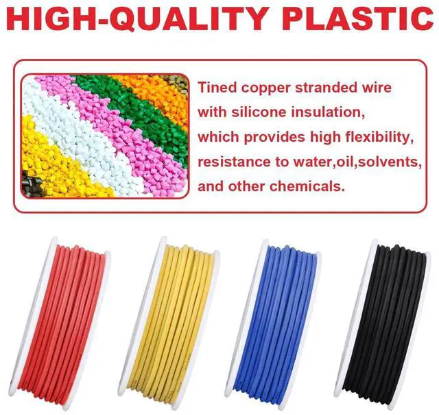 Alt view image 4 of 7 - 26 Gauge Solid Wire 300V PVC Electrical Wire 26AWG Insulation Tinned Coated Copper Wire Hook Up Wire 4Colors(Red/Yellow/Blue/Black) 5m/16.4ft Each Wire Assortment for Electronics DIY