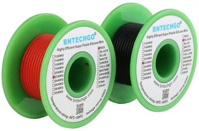 Alt view image 2 of 7 - 22 Gauge Silicone Wire Spool red 25ft and Black 25ft Flexible 22 AWG Stranded Tinned Copper Wire