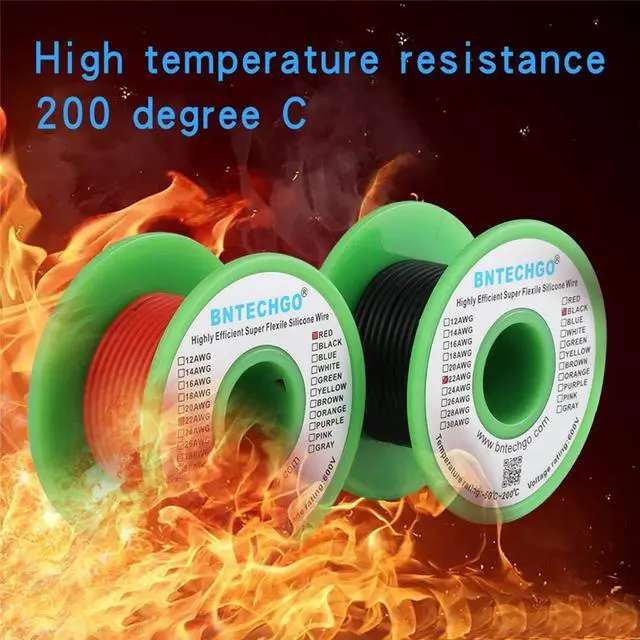 Alt view image 5 of 7 - 22 Gauge Silicone Wire Spool red 25ft and Black 25ft Flexible 22 AWG Stranded Tinned Copper Wire