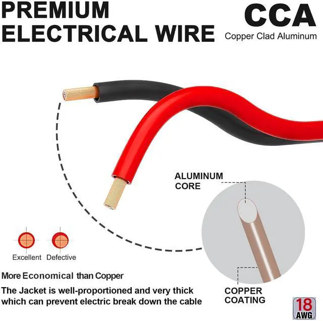 Alt view image 4 of 7 - 40FT 18 Gauge 2pin 2 Color Red Black Cable Hookup Electrical Wire LED Strips Extension Cord 12V/24V DC Cable, 18AWG Flexible Wire Extension Cords for LED Ribbon Lamp Tape Lighting